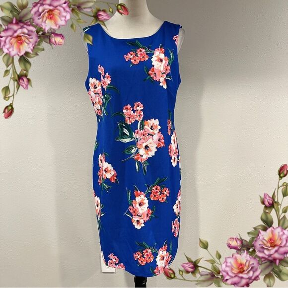 Alyx royal Blue Sheath Midi Dress with Scoop Neck size 12 - Picture 1 of 12